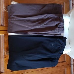 2 pair dress slacks size 12 stretch brown and black